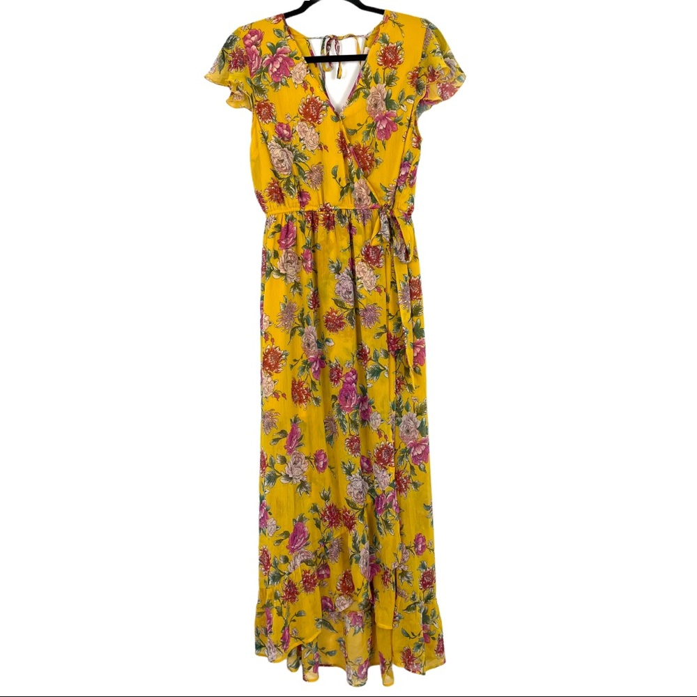 Band of Gypsies Vintage Floral Wrap Maxi Dress - Picture 3 of 11